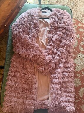Plush Shaggy Teddy Coat - Dusty Rose